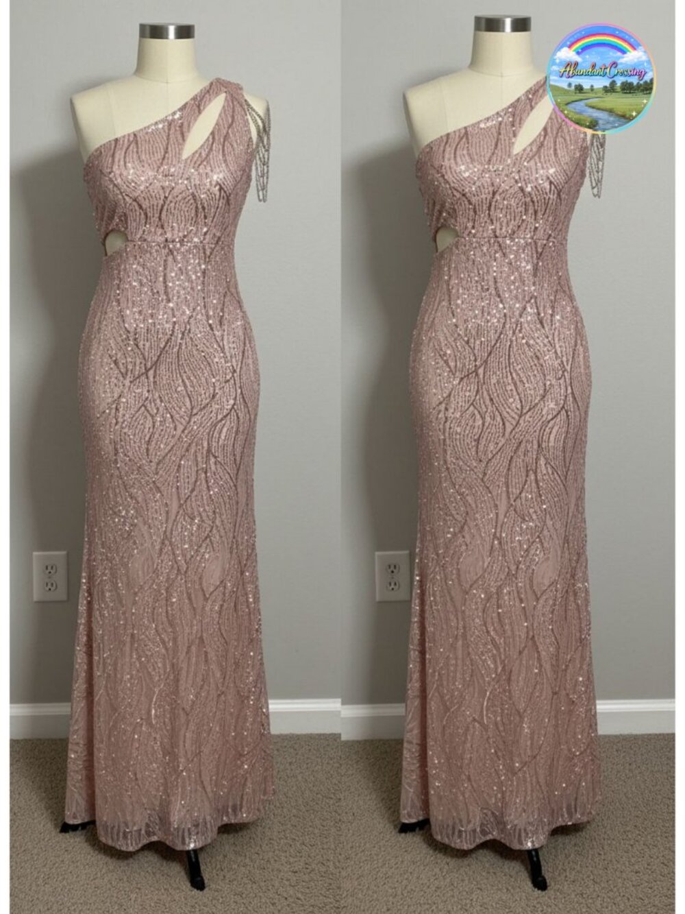 Sequin One Shoulder Maxi Dress Beaded Mermaid Gown Formal Wedding Guest
